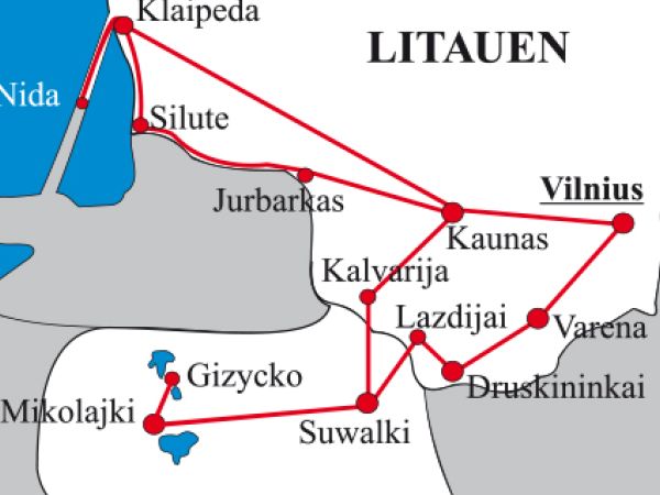 Mietwagen-Rundreise Litauen und Polen: Vilnius, Südlitauen, Masueren und die Kurische Nehrung