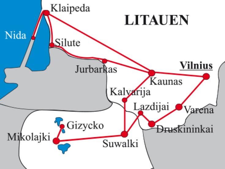 Mietwagen-Rundreise Litauen und Polen: Vilnius, Südlitauen, Masueren und die Kurische Nehrung